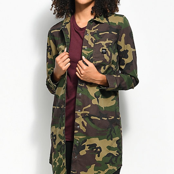 Vans Camouflage Button Up Shirt Dress XL NWT - Picture 4 of 6